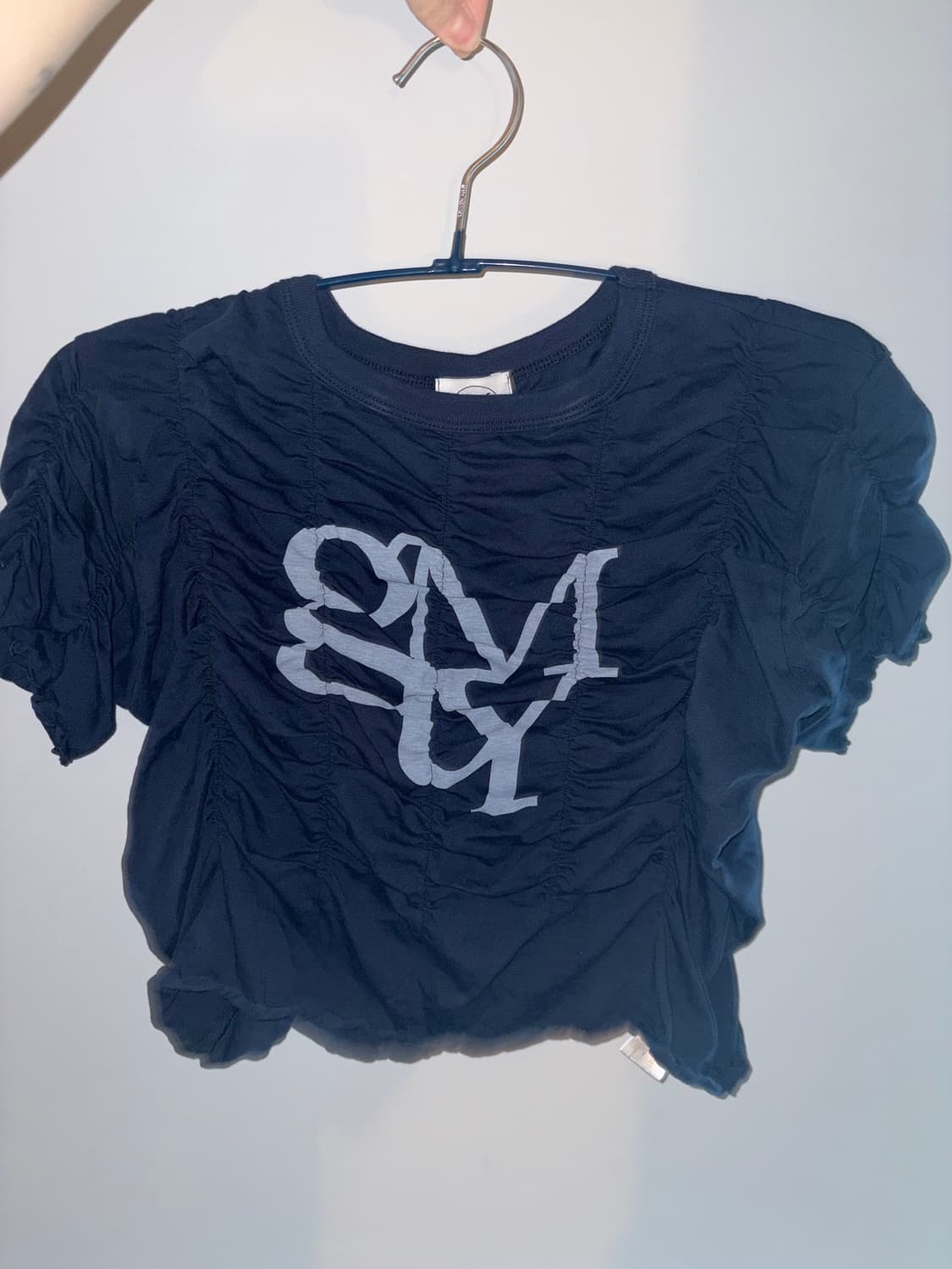 김미더영 셔링반팔 네이비 상품이미지3