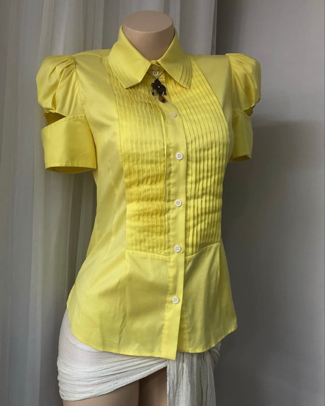 O‘2nd shirred puff-sleeve yellow blouse  상품이미지5
