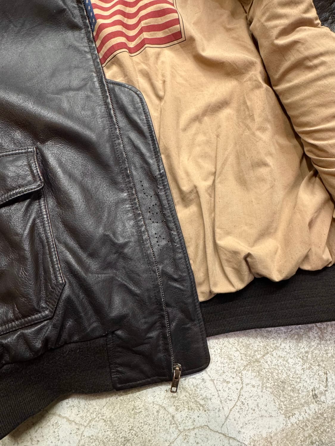 90s 에어본 NAVY G1 플라이트 레더자켓 상품이미지8