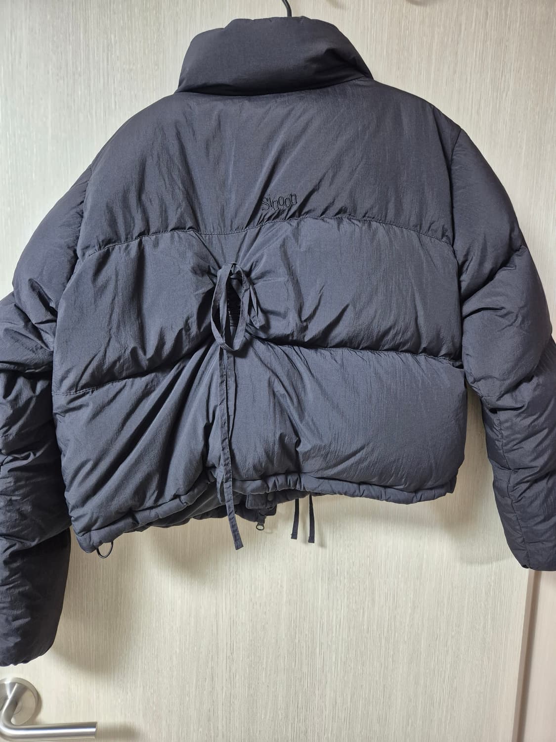 시눈 리본 숏패딩 퍼프패딩 푸퍼 블랙 상품이미지3