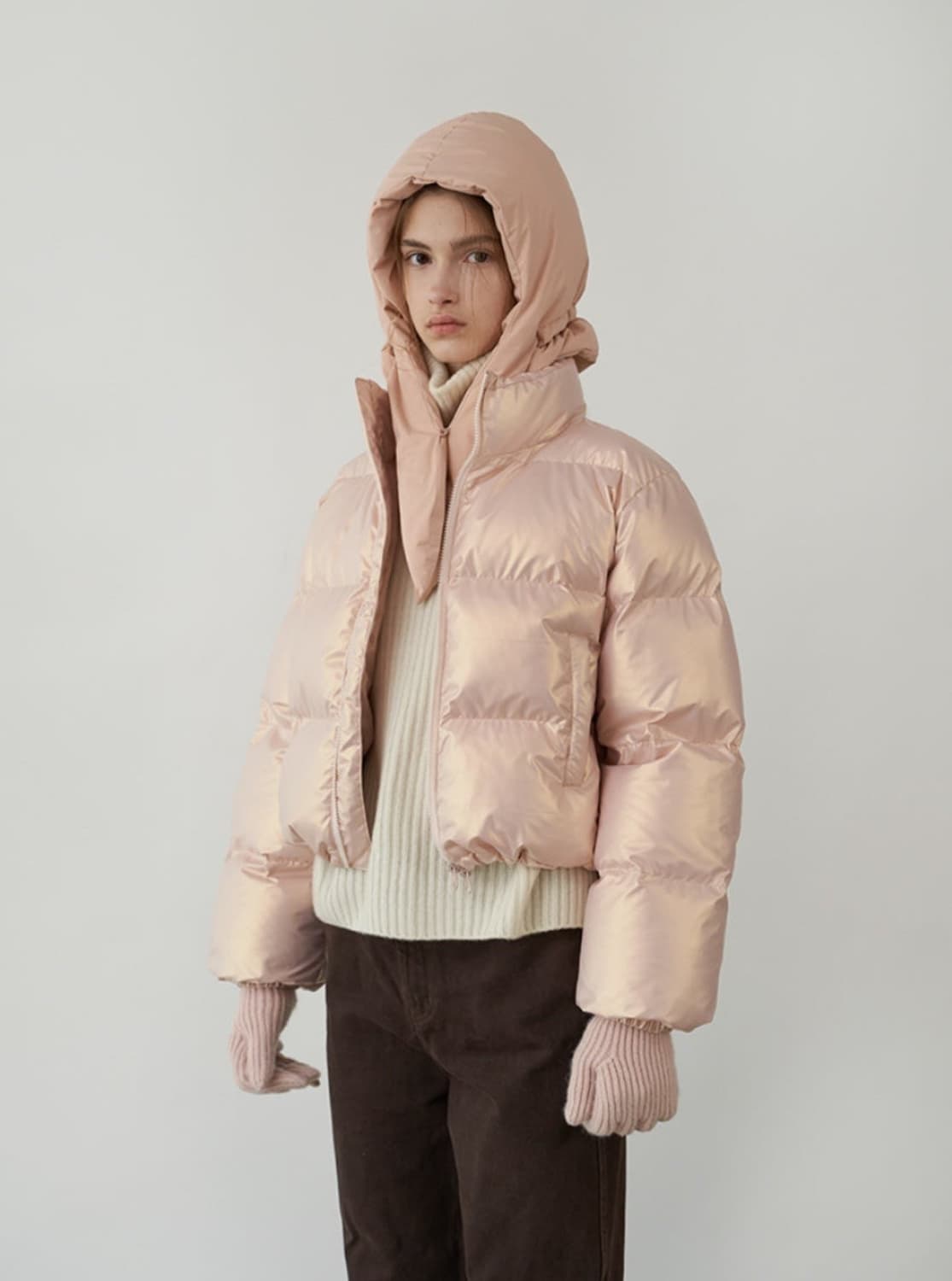 라퍼지포우먼 라퍼지스토어 글로시 크롭 푸퍼 패딩 핑크 상품이미지6