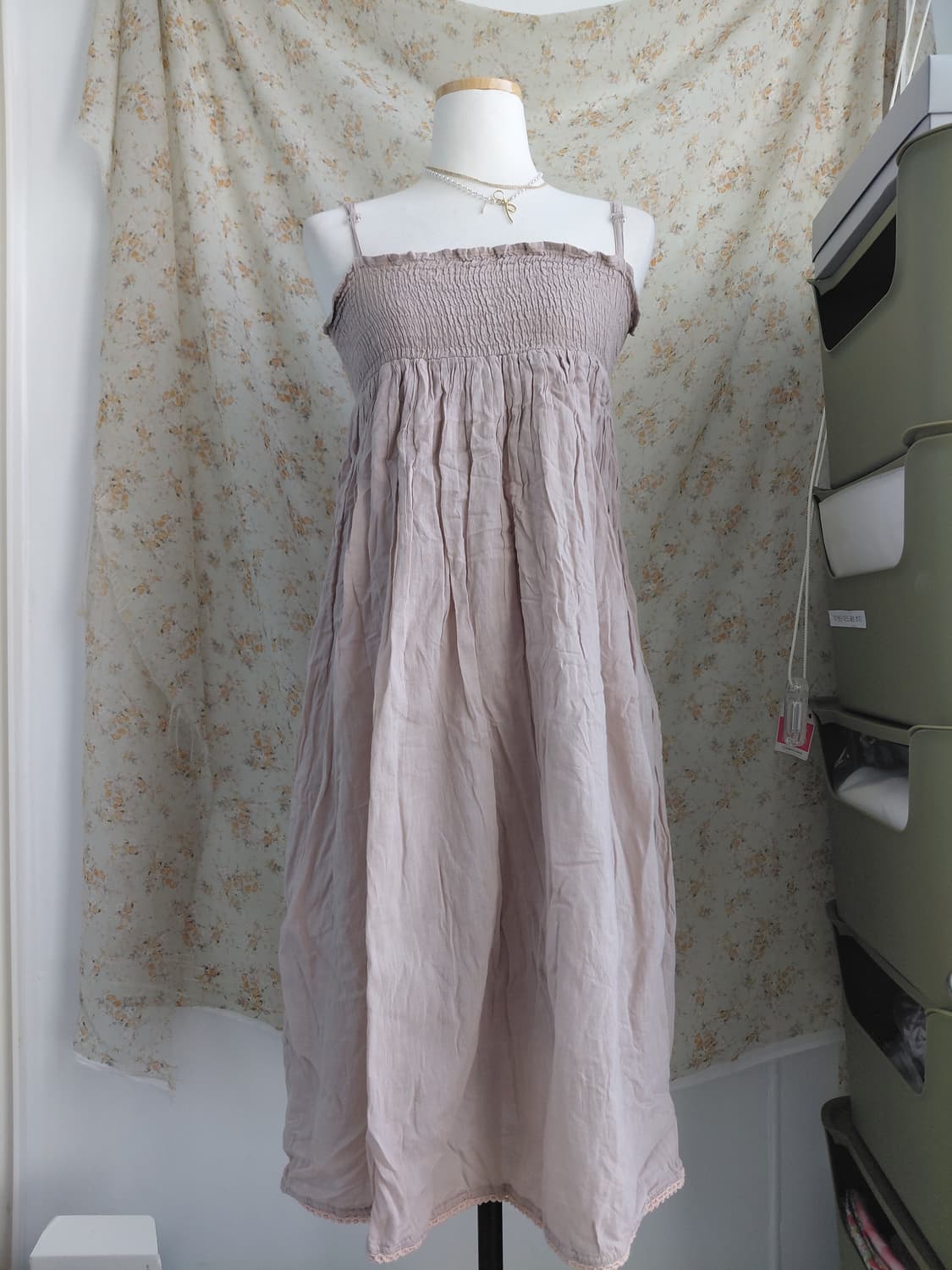 [일본빈티지] 빈티지 스모크 끈 롱 원피스 상품이미지1