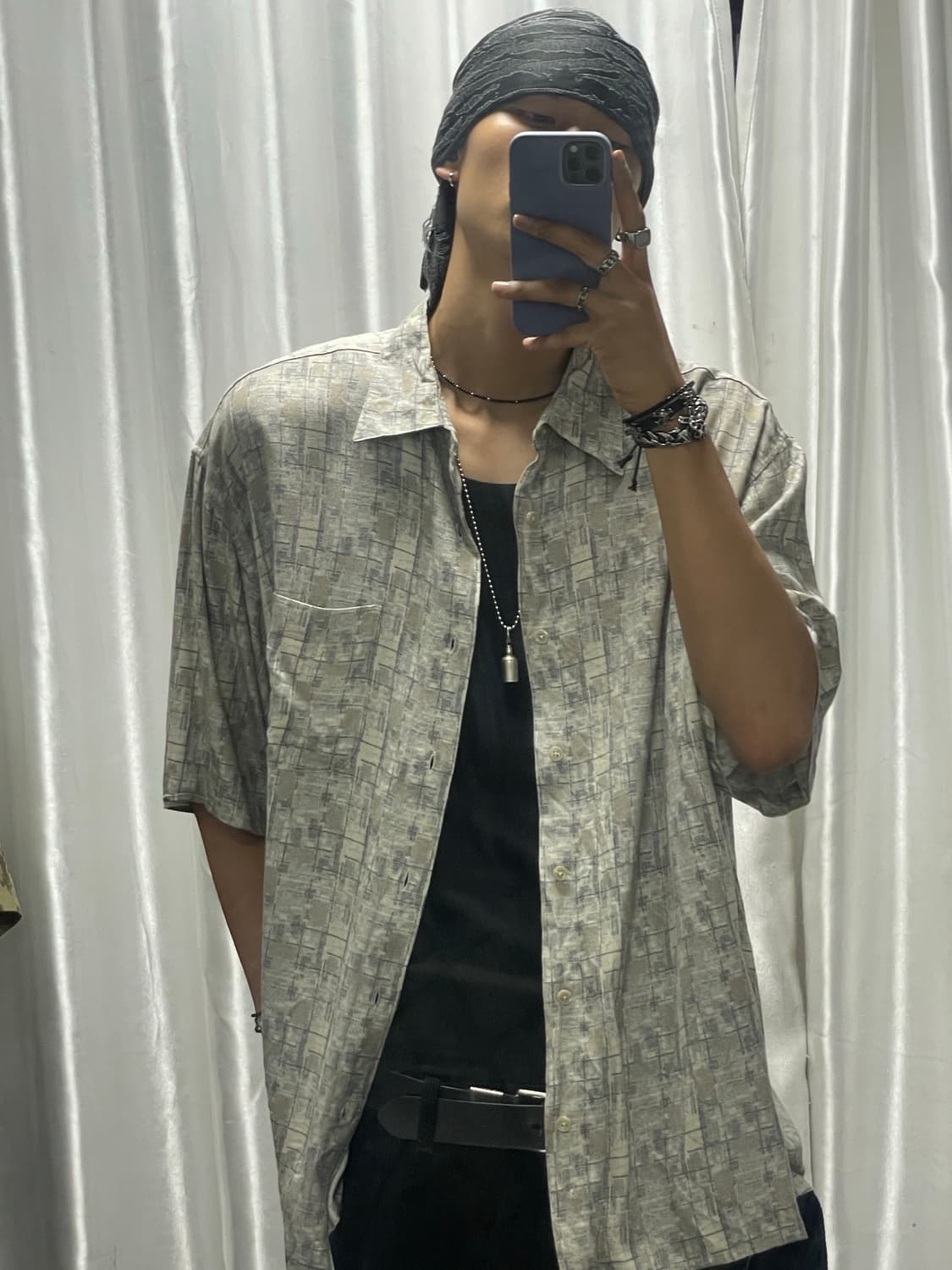 Light brown bohemian short-sleeved shirt 상품이미지2