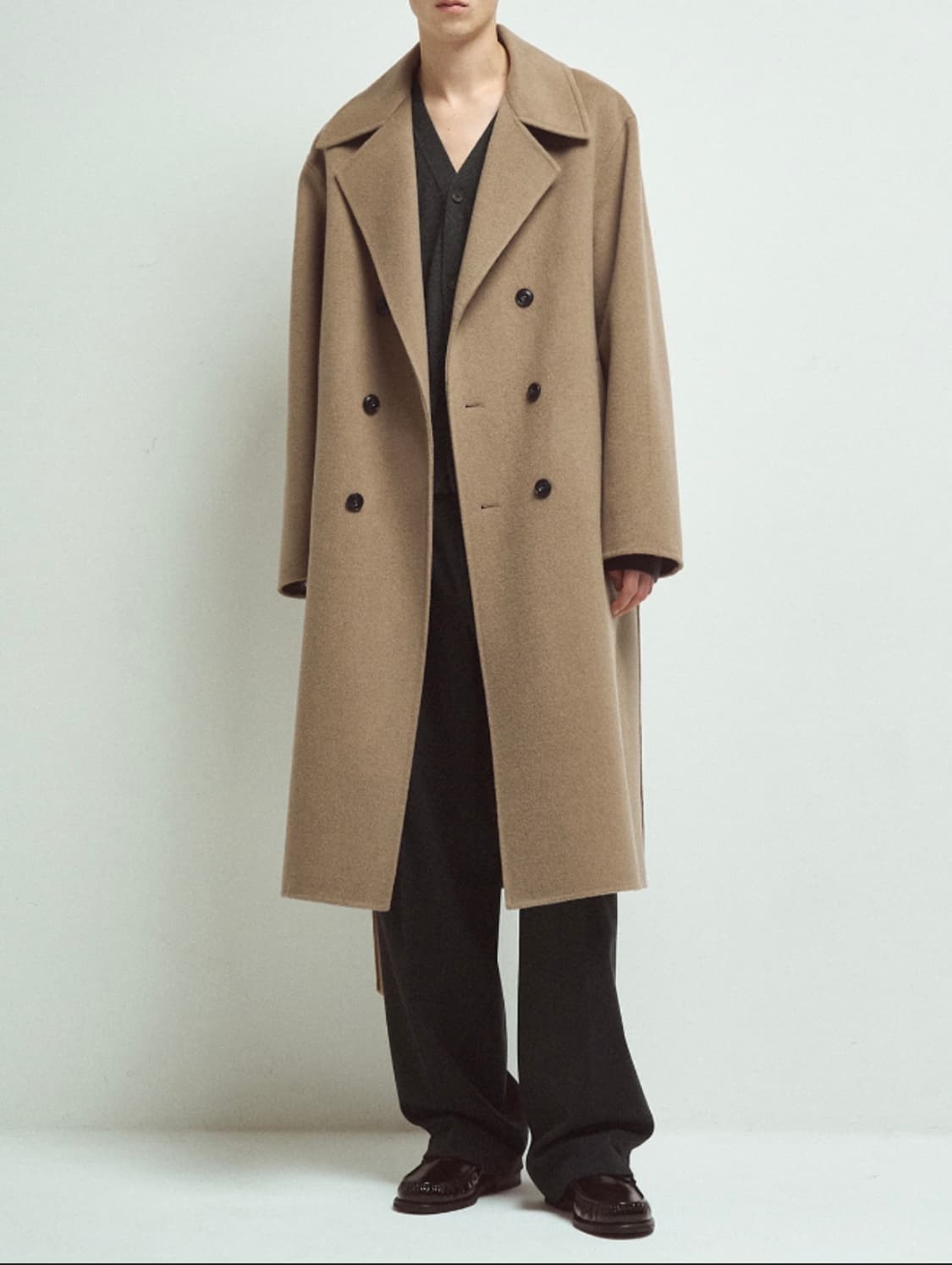 타임옴므 캐시미어 블랜드 벨티드 더블코트 상품이미지2