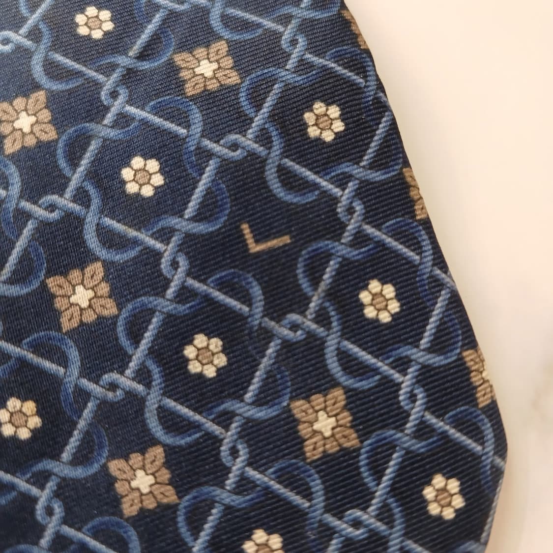 란셀 실크 네이비 L 모노그램 패턴 넥타이 9.2cm A등급 A18859 상품이미지6