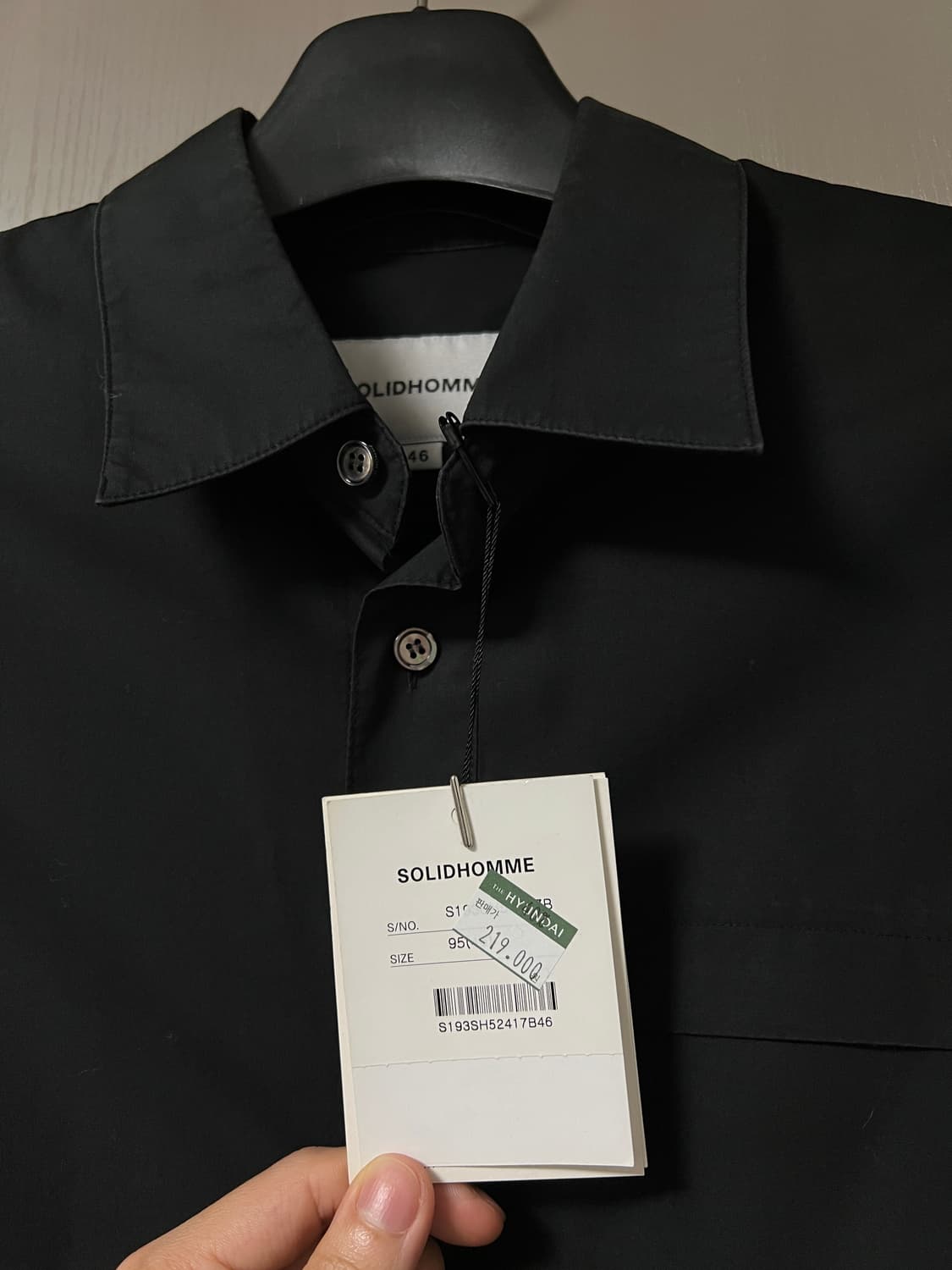 솔리드옴므 블랙 셔츠 95 새제품 상품이미지5