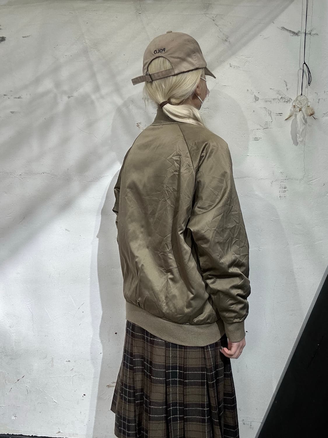 일본 빈티지 카키 화이트 리버시블 자켓  상품이미지5