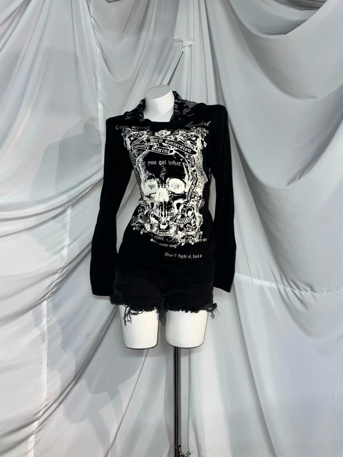 밴슨깔 해골 디테일 자수 펑크 프린팅 코디세트 상품이미지4