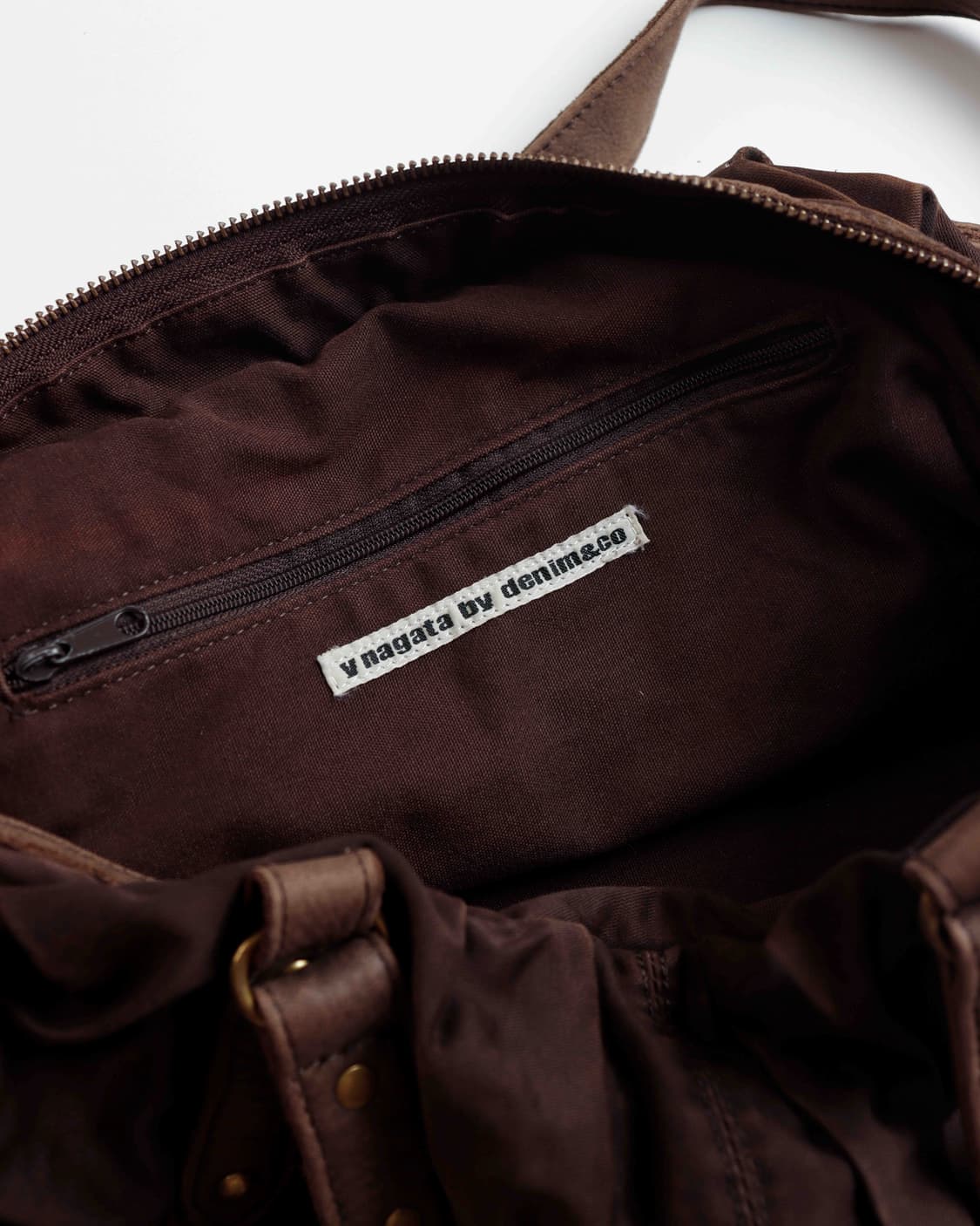 [Y.Nagata by Denim & Co.] 브라운 레더 믹스 숄더백 상품이미지4