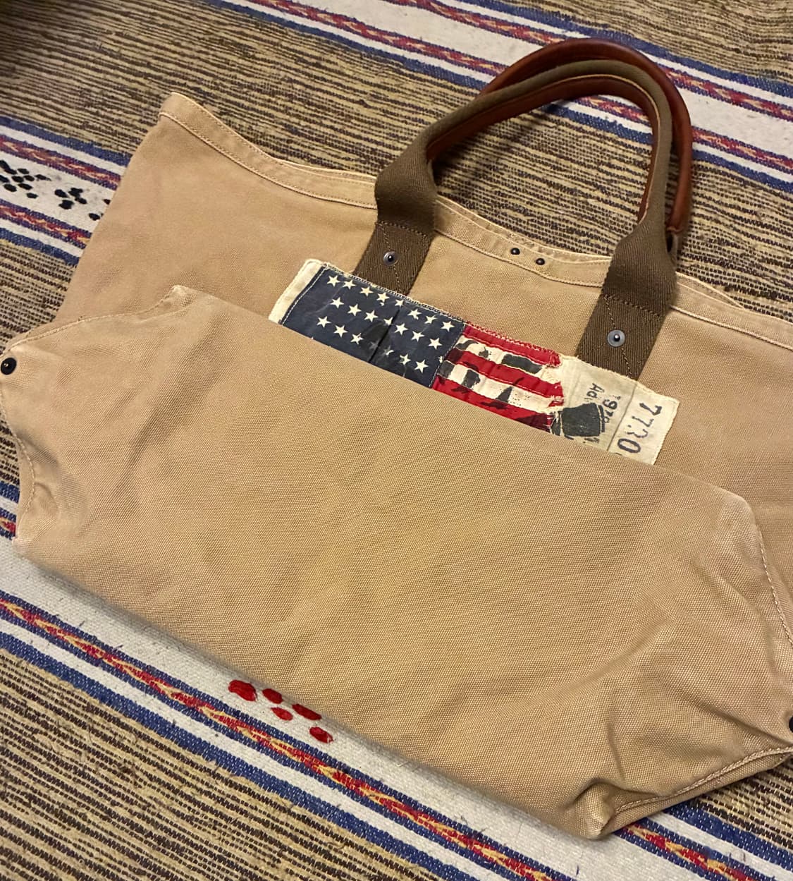 00s POLO 폴로진스컴퍼니 성조기 캔버스 토트백 가방 랄프로렌 상품이미지3