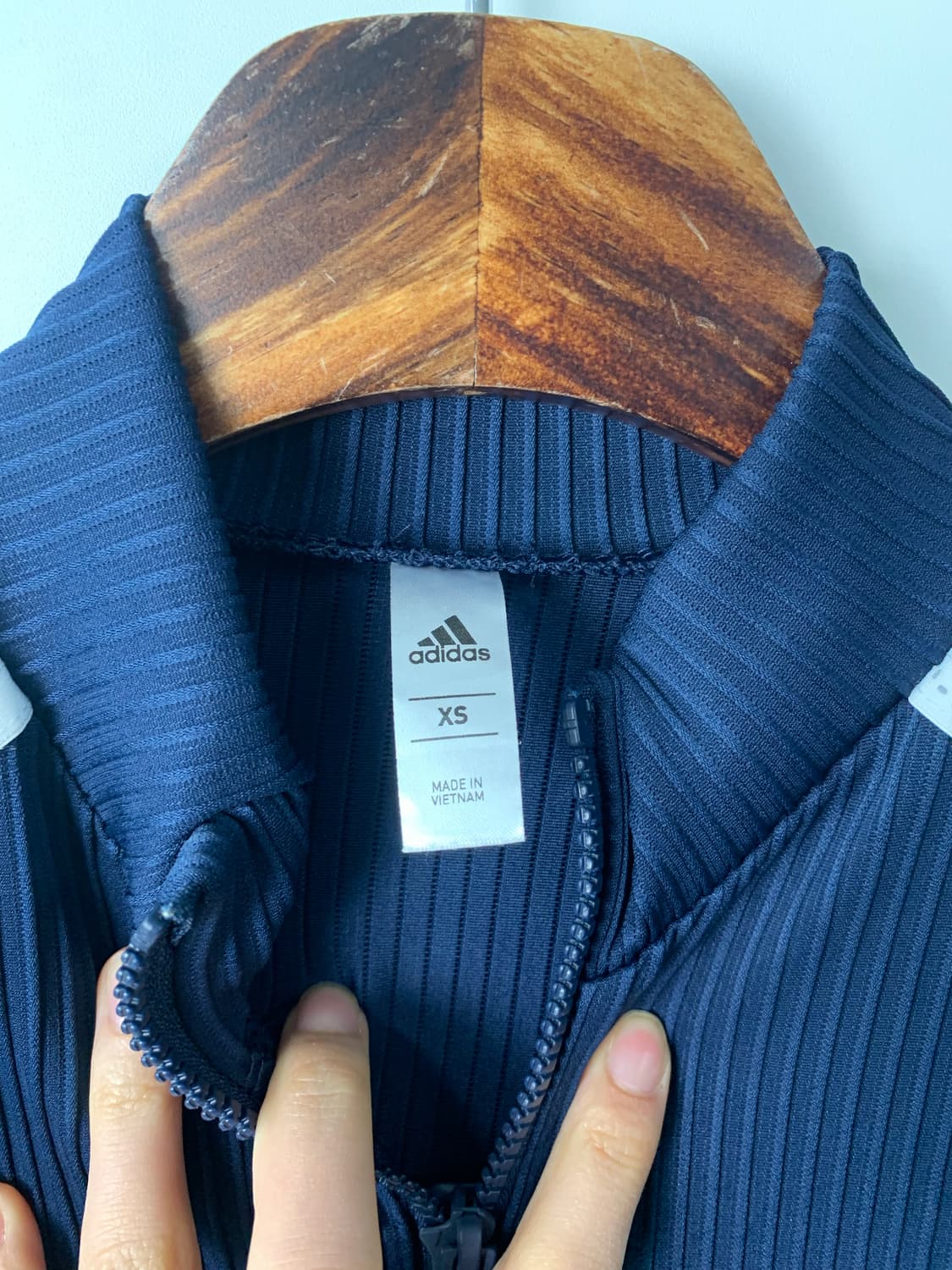 아디다스 자수로고 네이비 골지 트랙 져지  상품이미지6