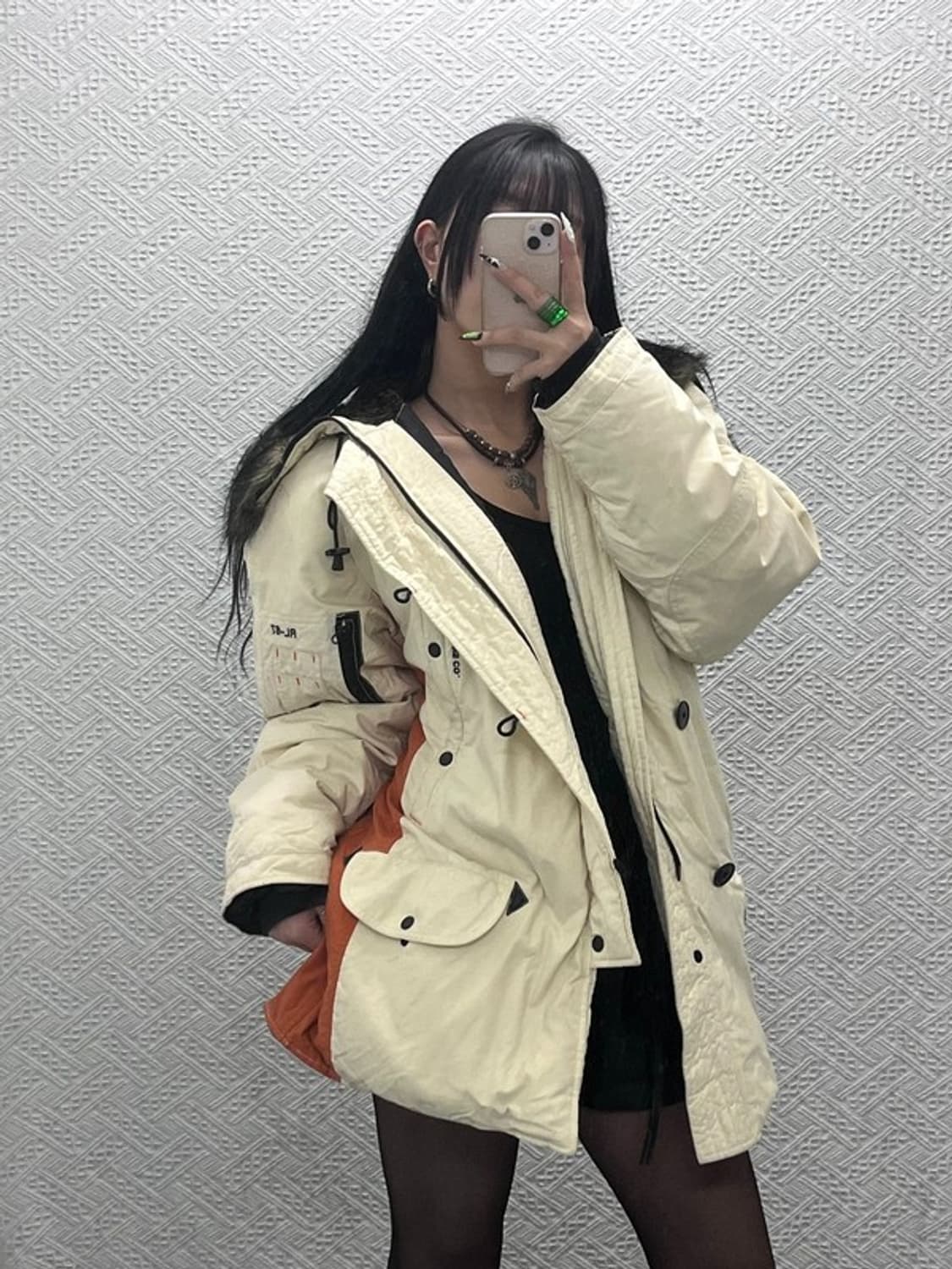 폴로 랄프로렌 RL-67 레트로 털모자 미디 패딩 돕바 M C08683 상품이미지2