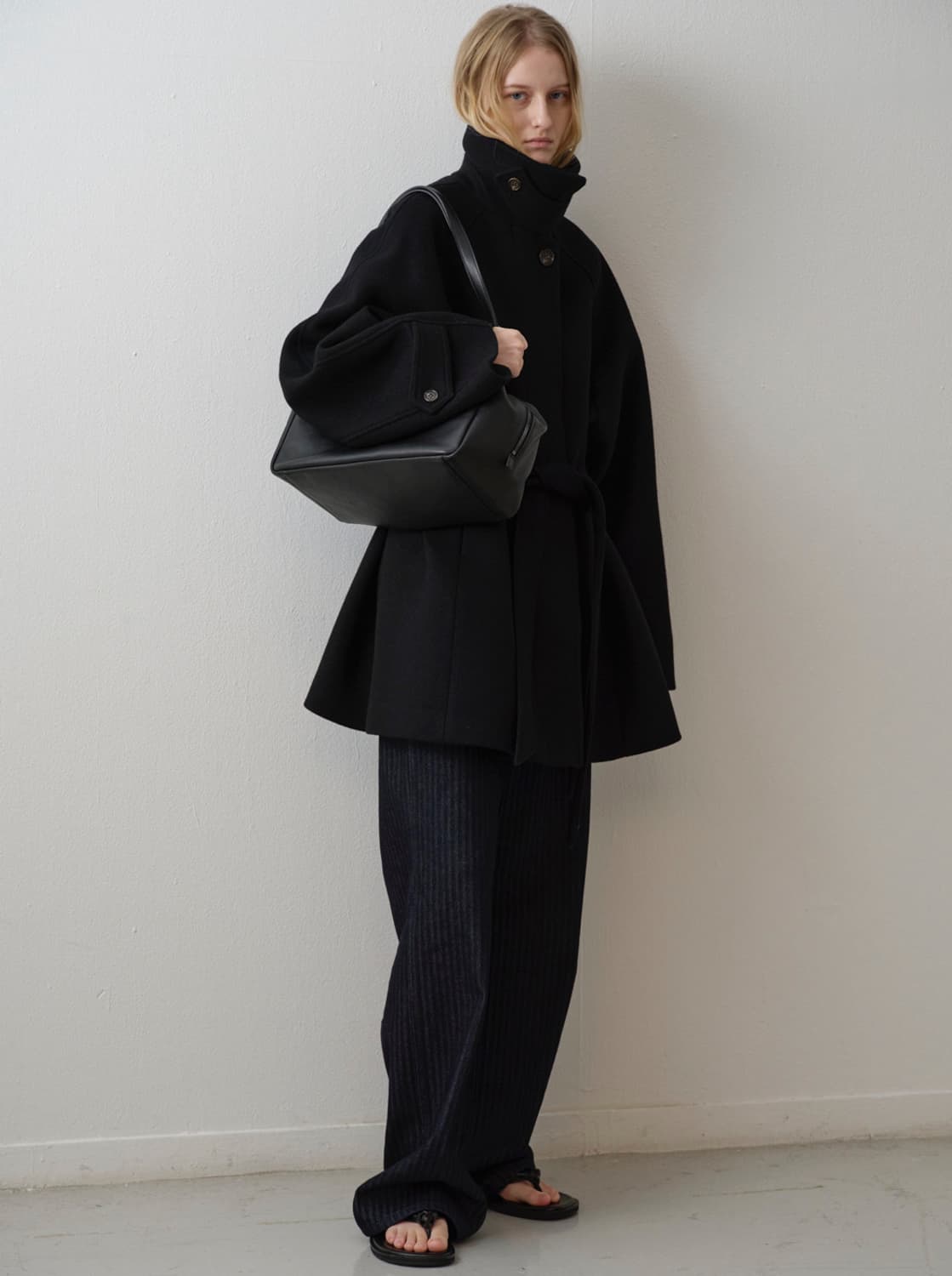 (s) 파사드패턴 벨티드 하프코트 상품이미지3