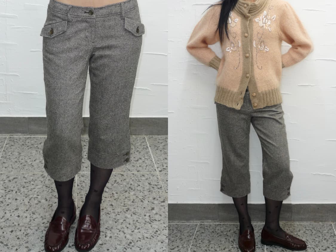 Grey wool midi pants 상품이미지1