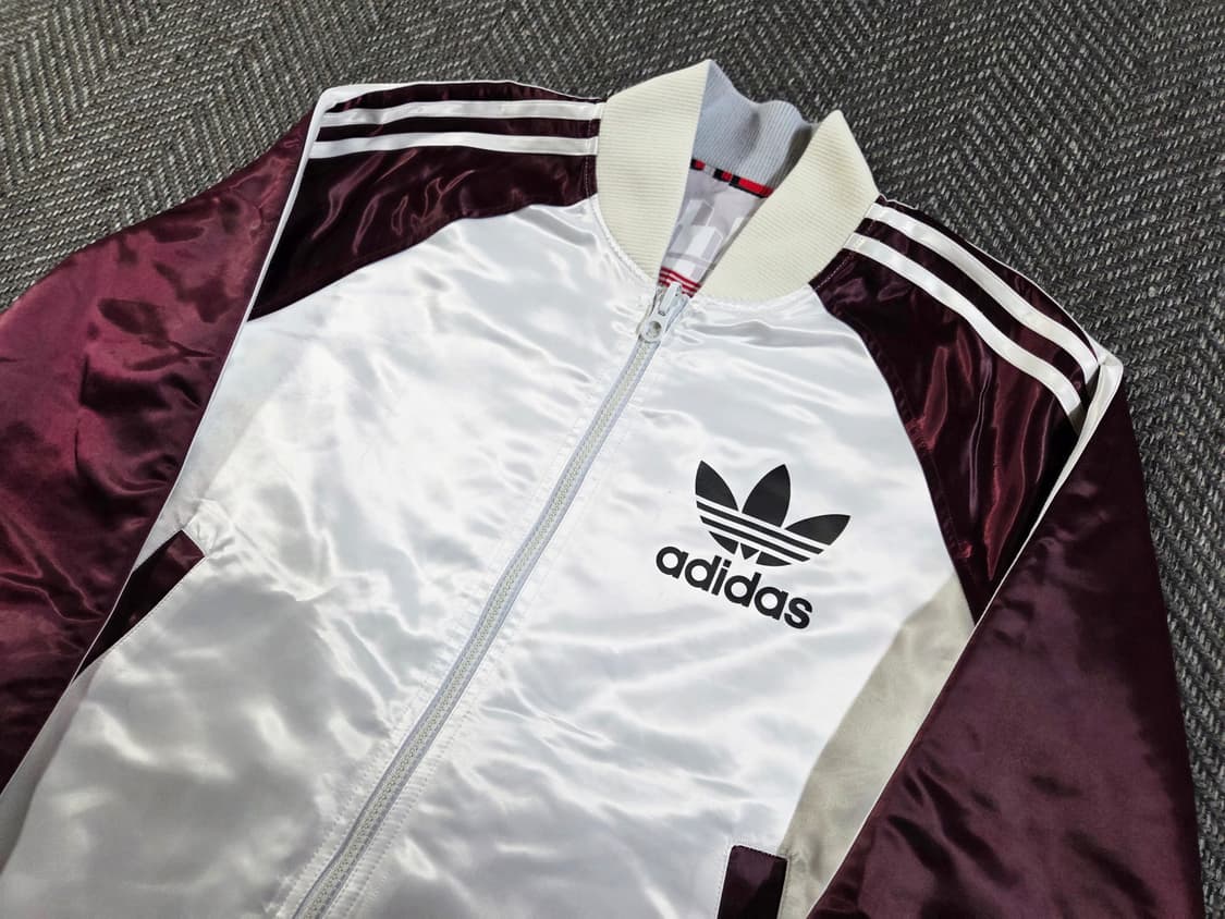 아디다스 Adidas 리버시블 화이트 버건디 트랙탑 상품이미지4