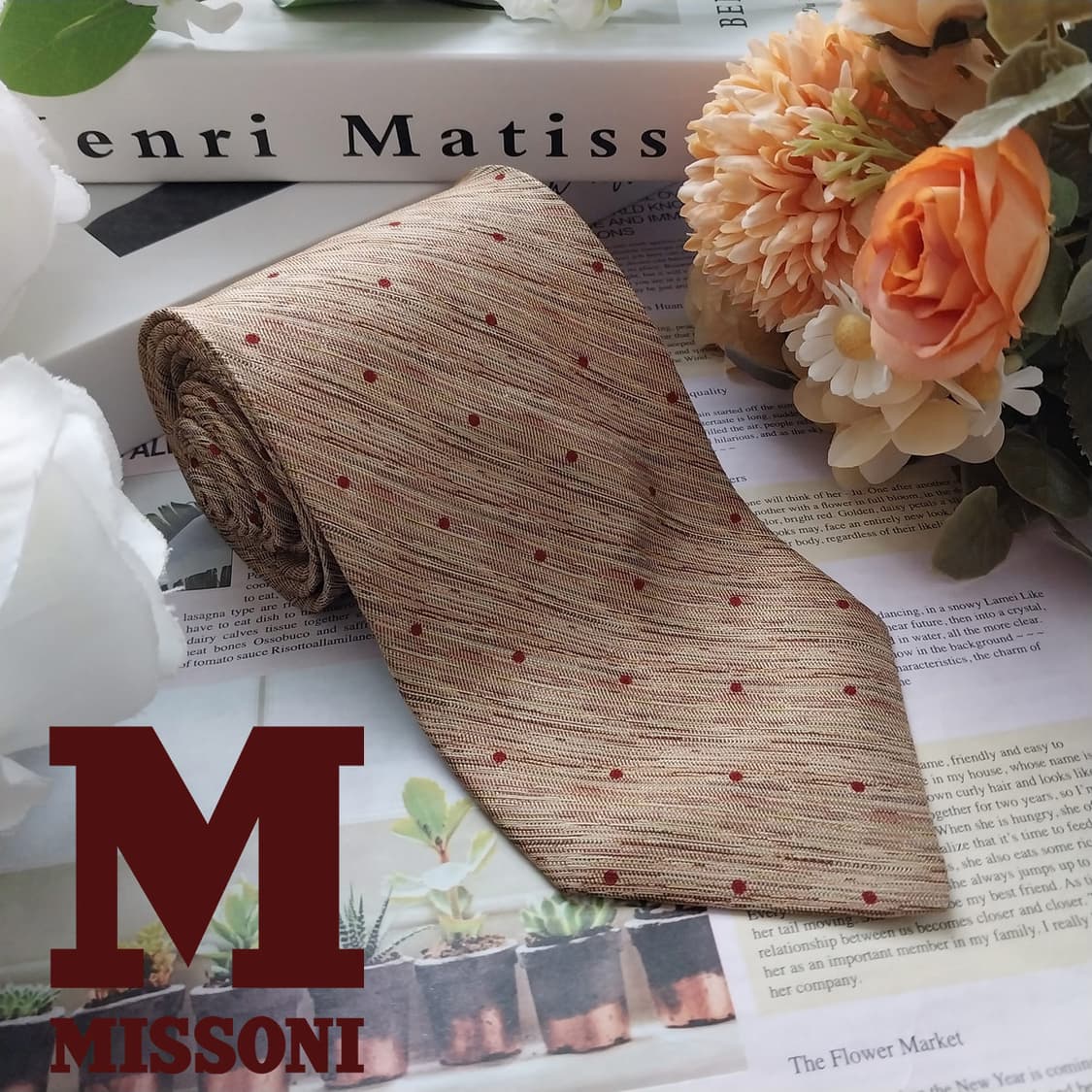 미쏘니 실크 브라운 도트 텍스처 넥타이 8.6cm A+등급 K1798
 상품이미지2