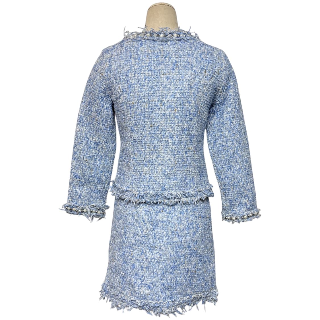 3662 하늘색 트위드 자켓 스커트 누빔 투피스세트 상품이미지5