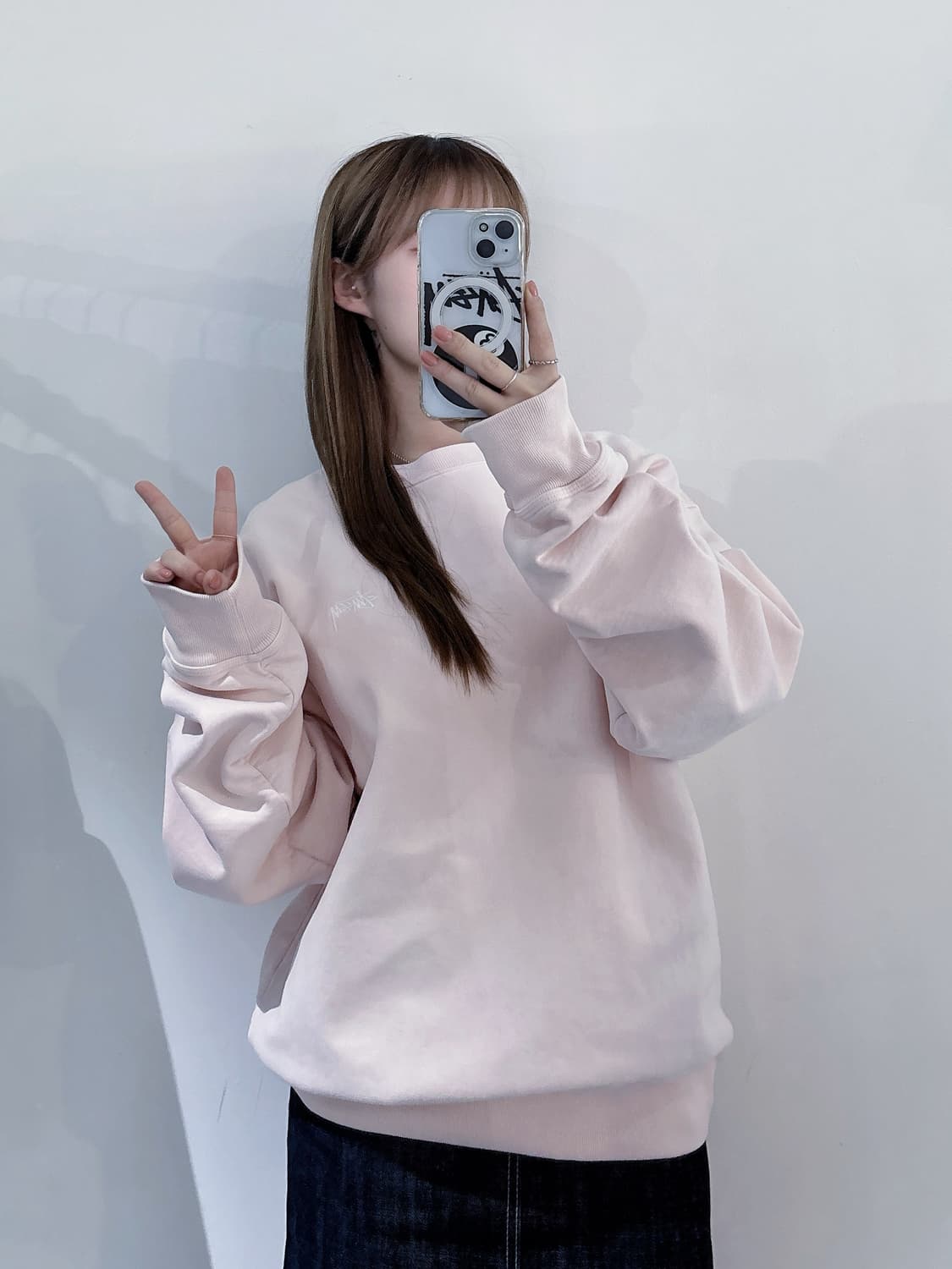 스투시 베이비핑크 베이직 맨투맨 상품이미지3