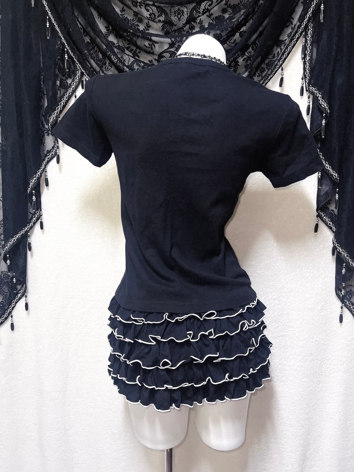 y2k 와투케 고스 펑크 갸루 레터링 펜던트 펀칭 반팔탑 핀터 헤이세이 상품이미지8