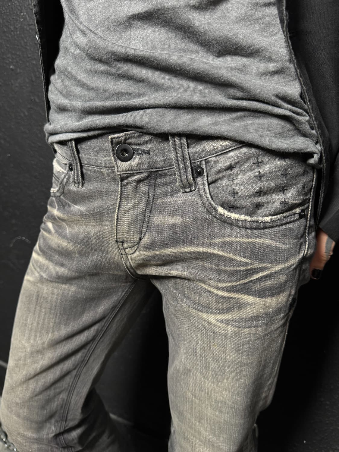 Grey Washed Bootcut Denim Pants 상품이미지2