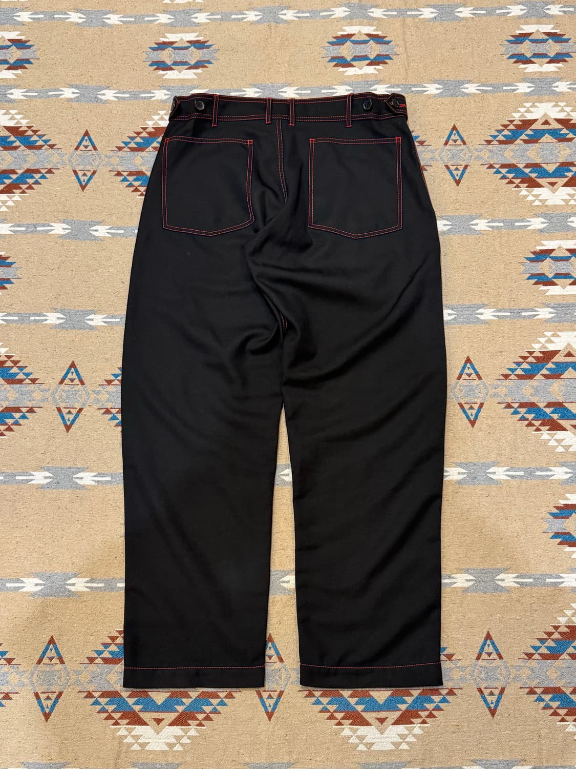 [S][32] 꼼데가르송 셔츠 레드 스티치 팬츠 블랙  상품이미지4