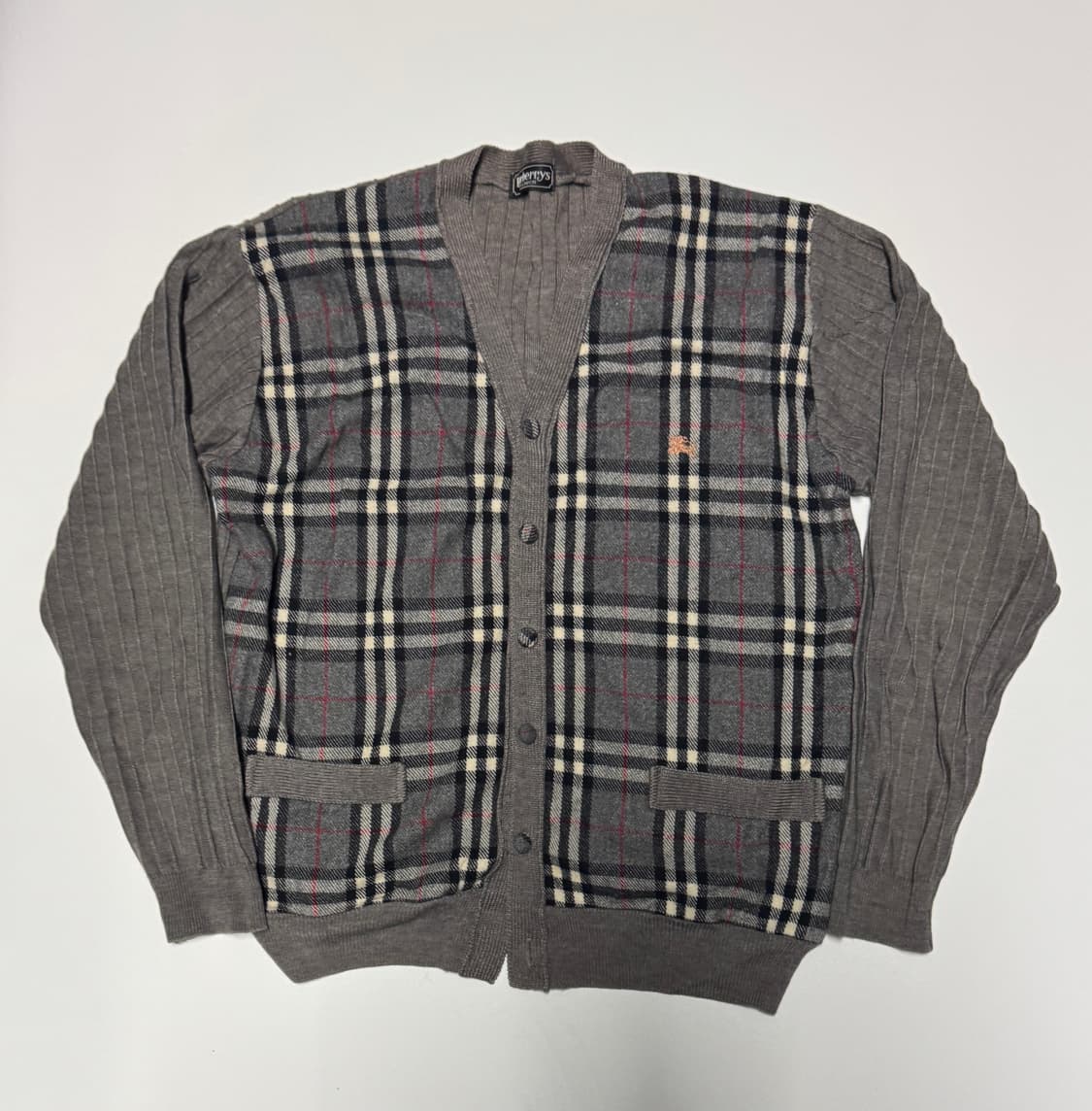 버버리 런던 커스텀 빈티지 노바체크 가디건 L 상품이미지1