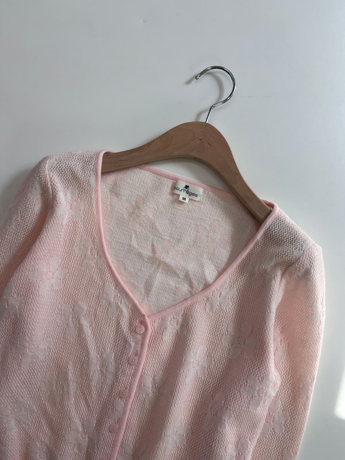 Courreges 꾸레쥬 핑크 플라워 크롭 가디건 상품이미지8