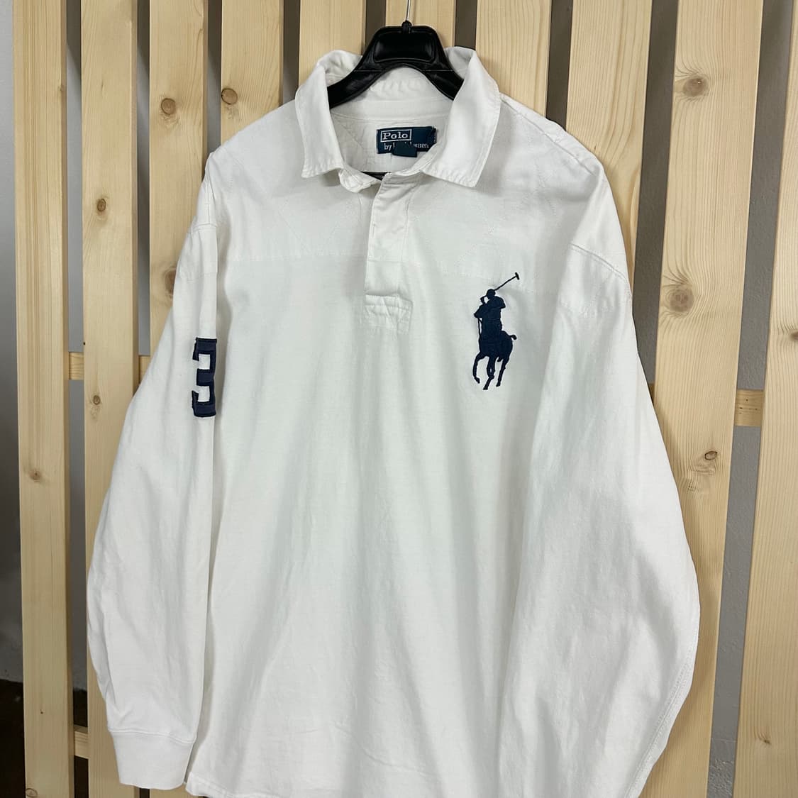 (XL) 폴로 랄프로렌 빅포니 화이트 카라넥 럭비티 상품이미지2