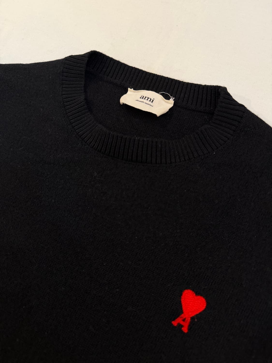 21ss 아미 스몰하트 로고 메리노 울 니트 블랙 상품이미지2
