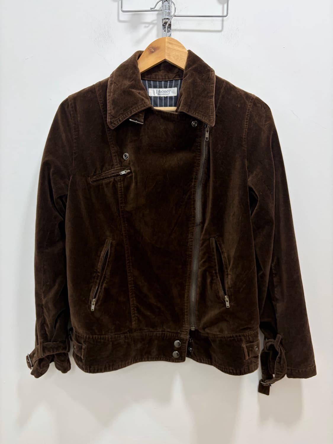  J-honey 브라운 벨벳 라이더 자켓 상품이미지5