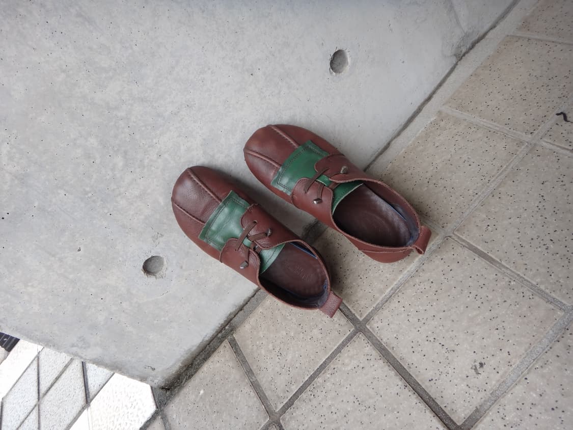Patch leather moc flat shoes  상품이미지3