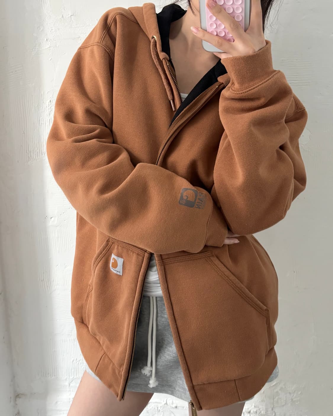 Carhartt 칼하트 브라운컬러 써멀 후드집업 상품이미지2