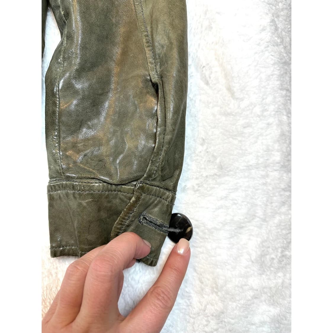 올드 갭 레더 피코트 올리브 상품이미지9