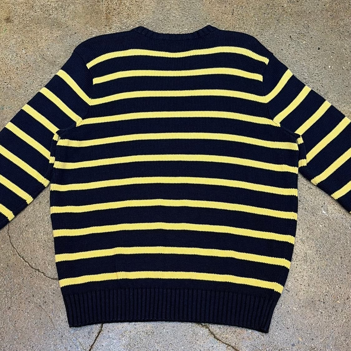 90s USA 빈티지 폴로랄프로렌 스트라이프 단가라 헤비코튼 니트 상품이미지6