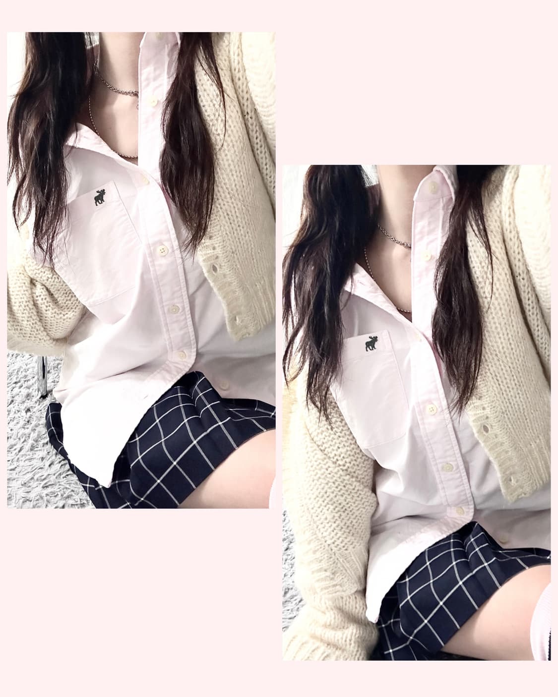 아베크롬비 순록 자수 뮤트핑크 셔츠 상품이미지1