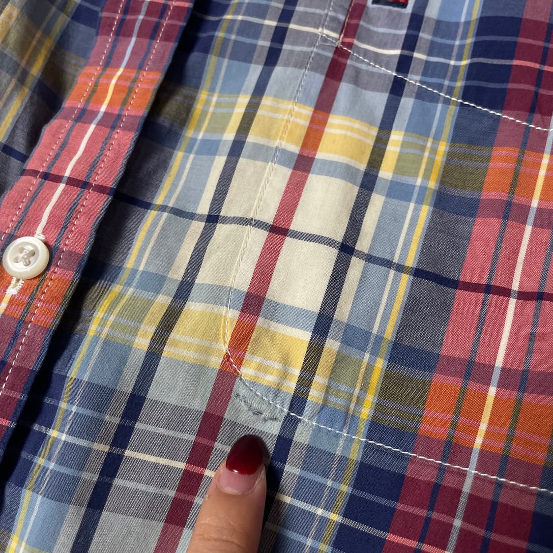 타미힐피거 레드 옐로우 화이트 슬림핏 긴팔 셔츠 L 상품이미지5