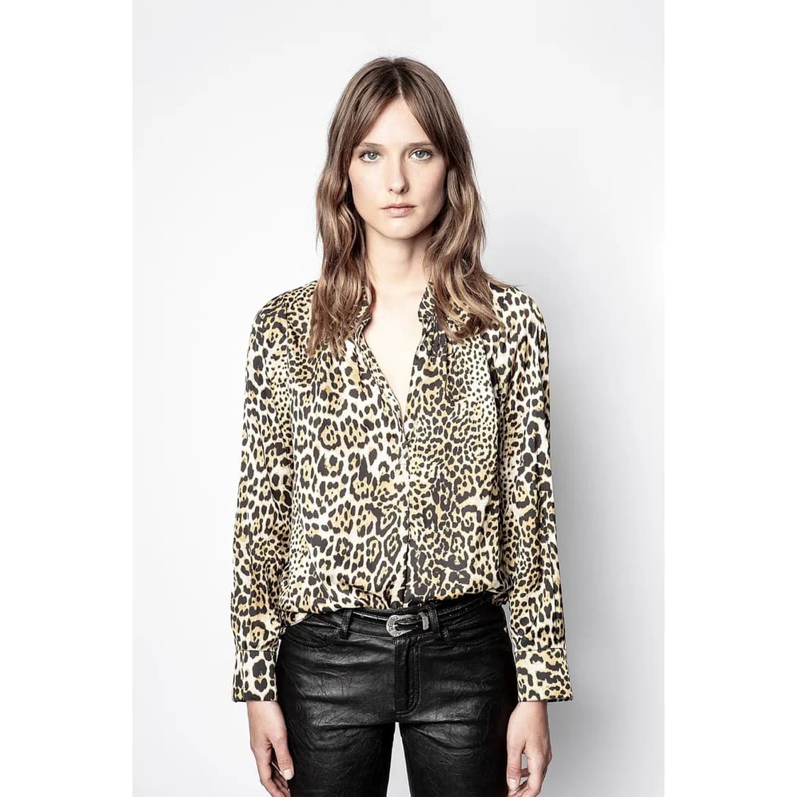 쟈딕앤볼테르 레오파드 새틴 블라우스 상품이미지1