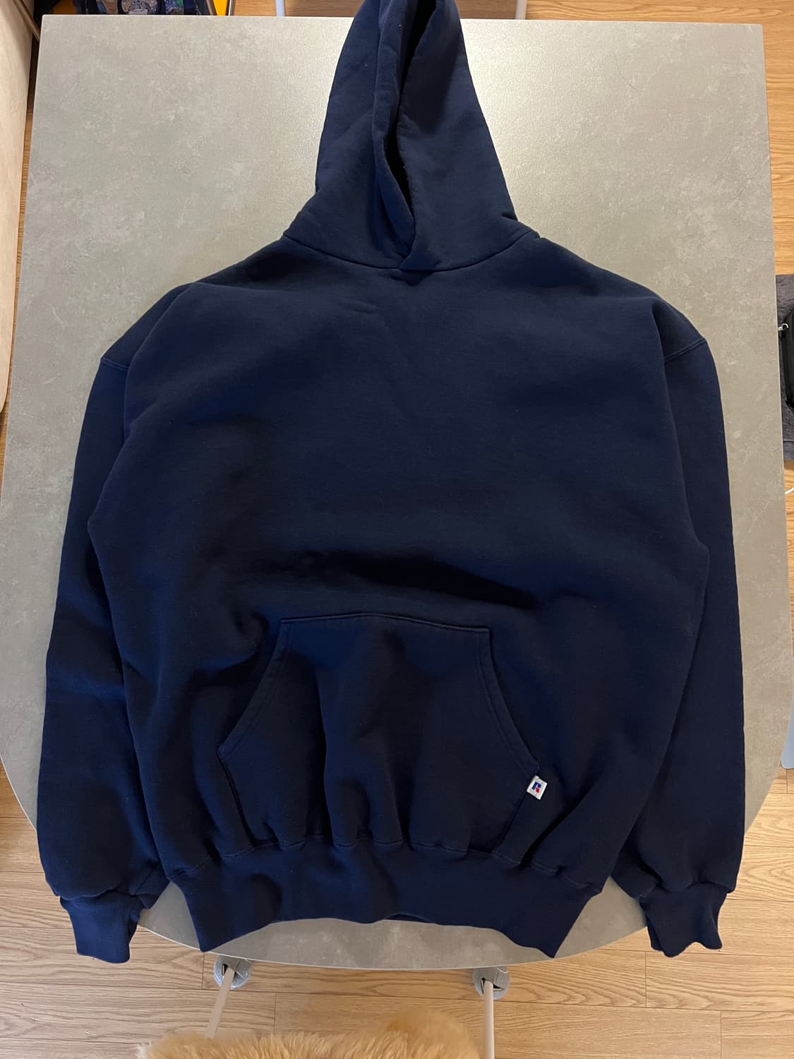 90s USA 러셀 빈티지 후드 네이비 XXL 상품이미지2