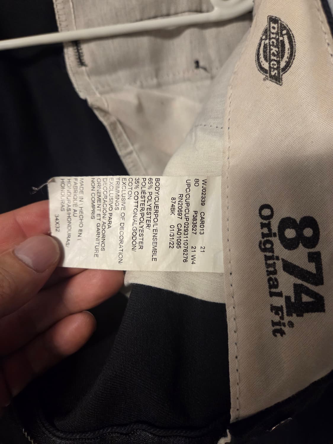 디키즈 874 블랙 Original Fit 34 상품이미지3