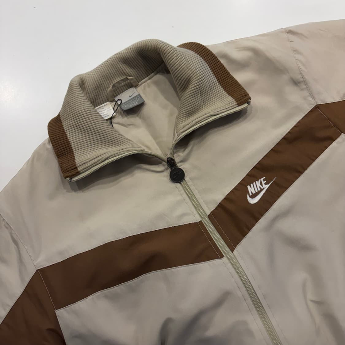 [L] 03s 나이키 빈티지 아이보리/브라운 바람막이 자켓 점퍼 C493 상품이미지3