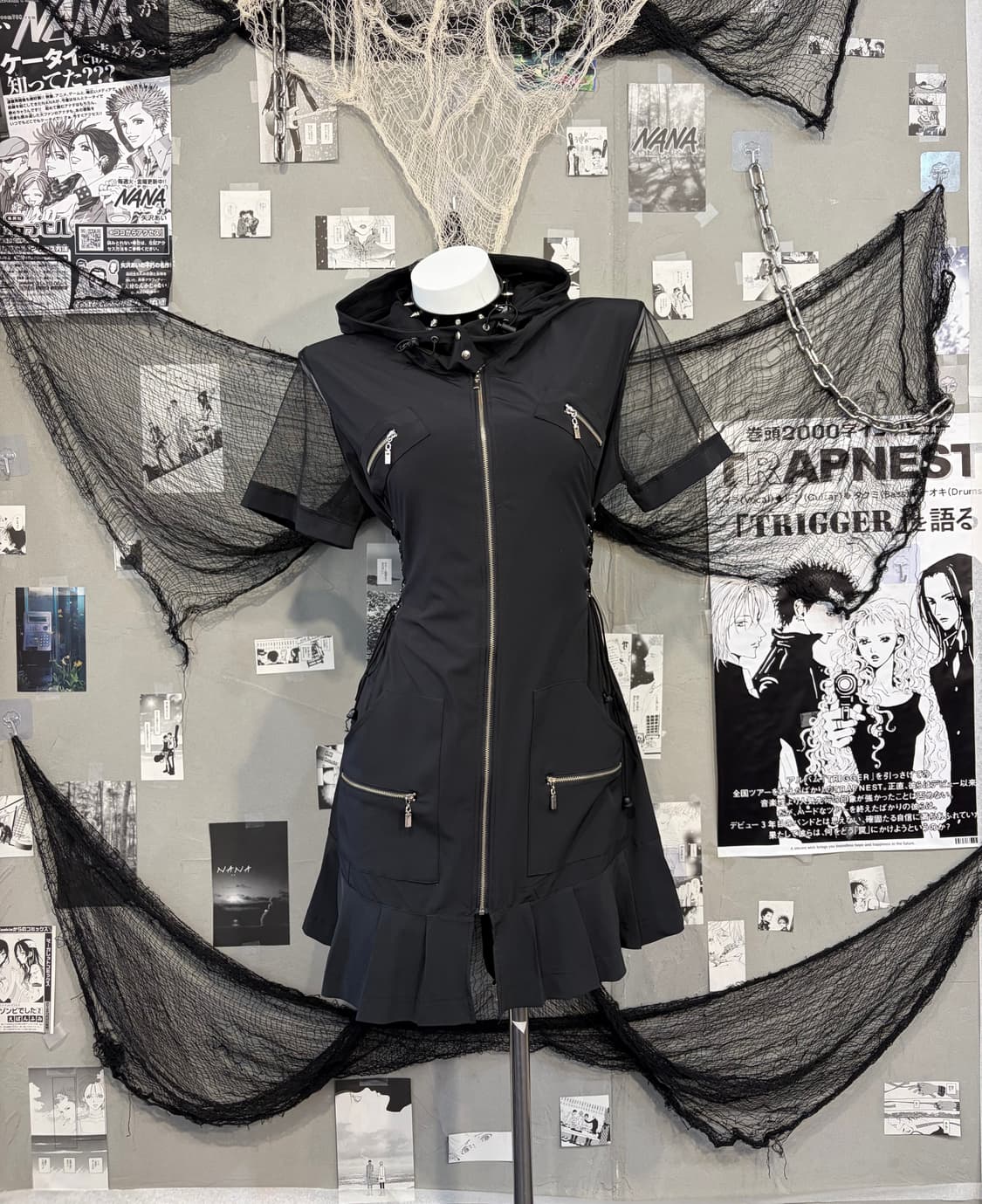 Gothic Utility eyelet  hoodie one piece 상품이미지2