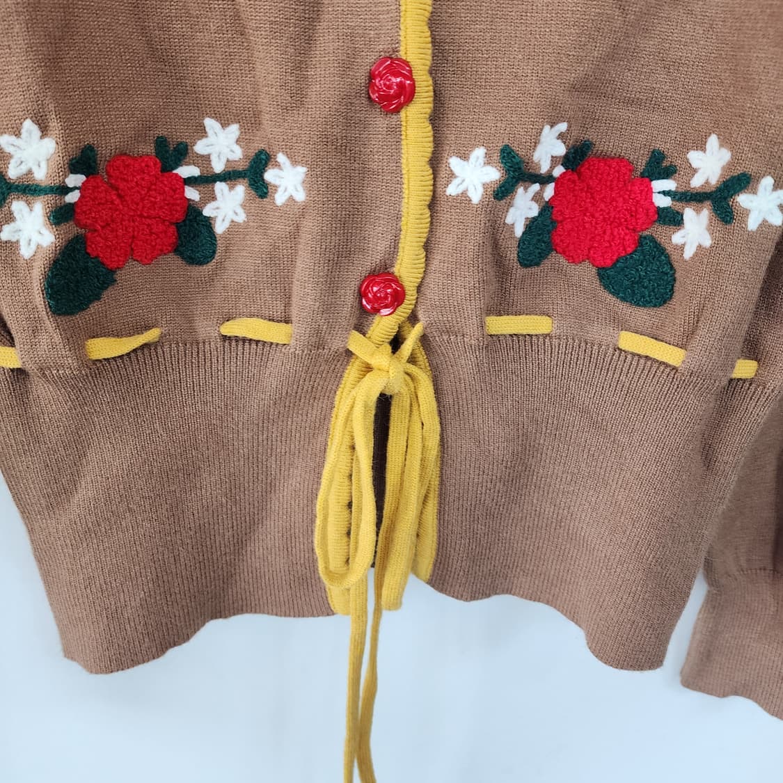 수입 체리 자수 가디건 브라운 상품이미지2