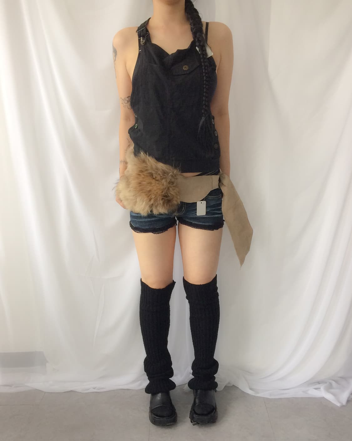 lace trimming washing denim micro short 상품이미지4
