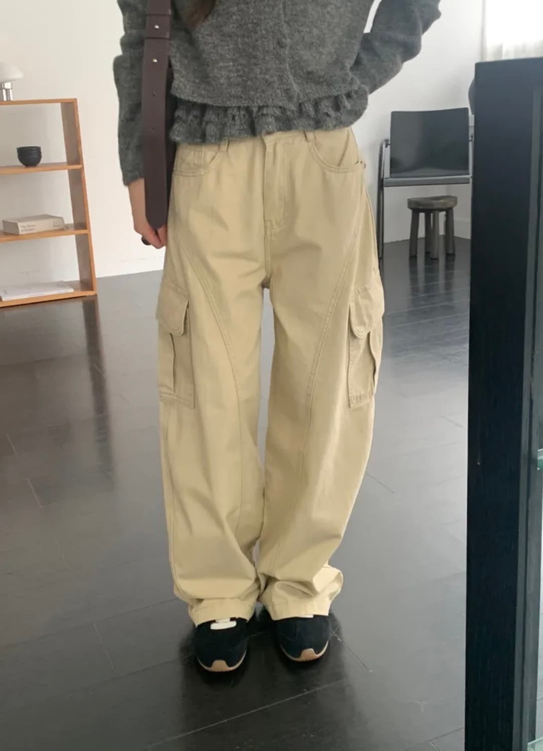 L) 유이니 mars 커브드 카고팬츠 베이지 새상품 상품이미지6