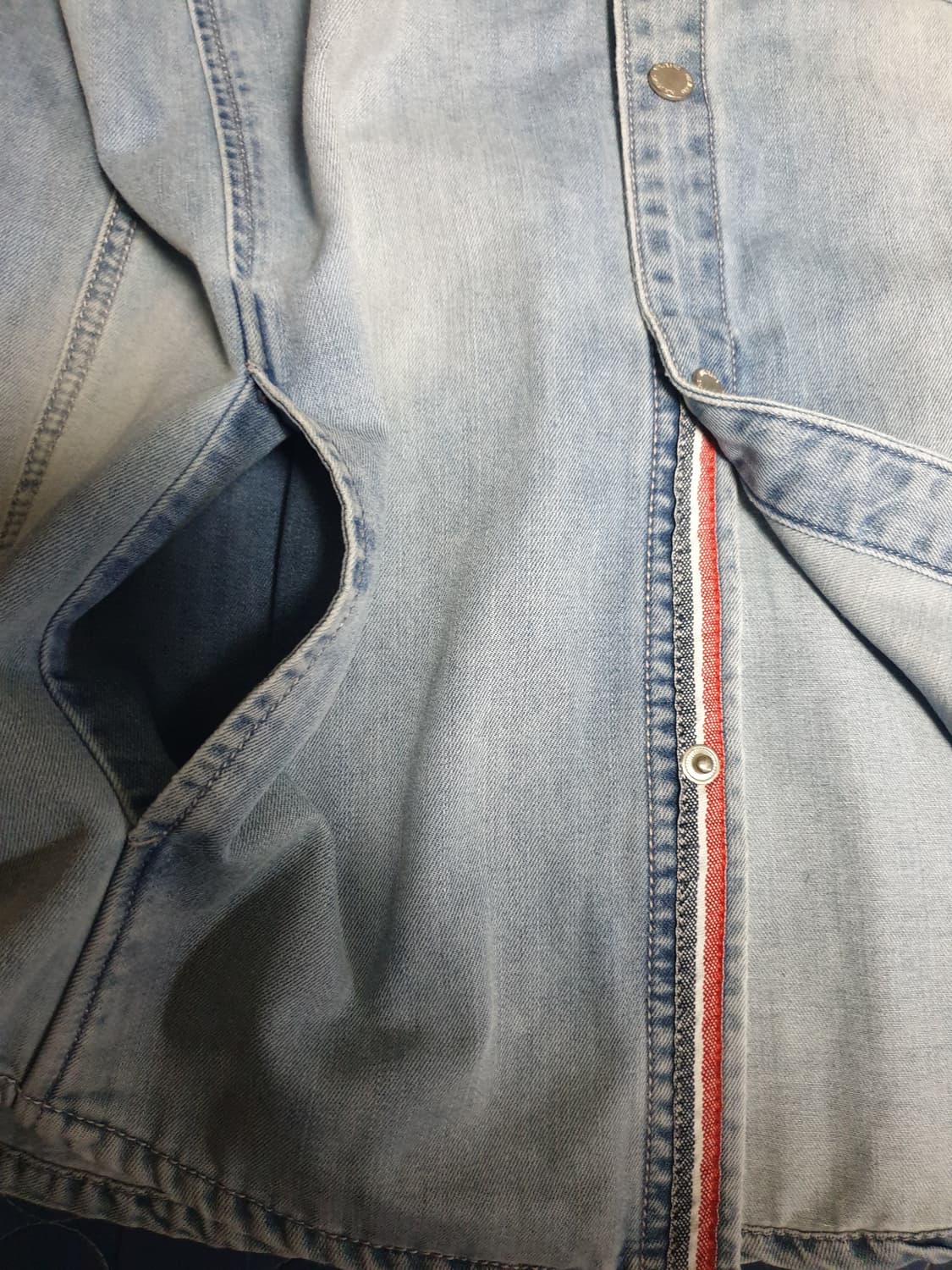 (빈티지) NIX 워싱 프린팅 데님 셔츠형 자켓 (100) 상품이미지4