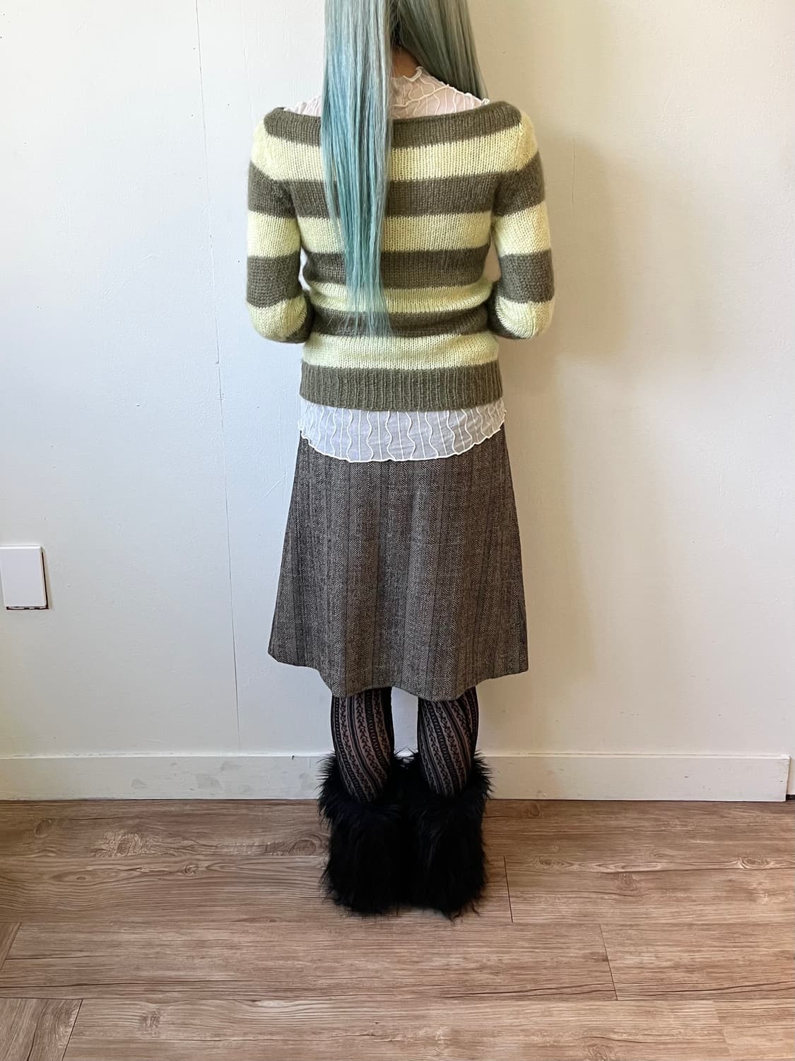 VOICEMAIL 신치백 헤링본 스커트 상품이미지9