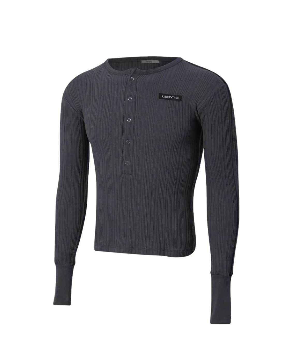 Henley Neck Ribbed Slim T-shirt 상품이미지1