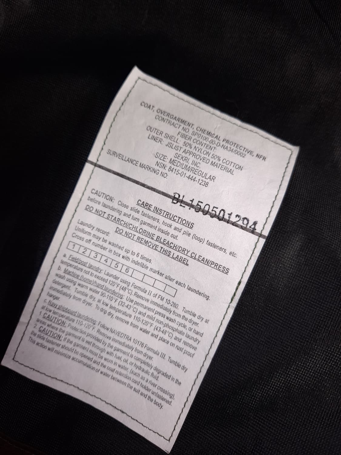 새제품급 오리지날 미군 지급용 케미칼 가스화생방복 자켓 상품이미지3