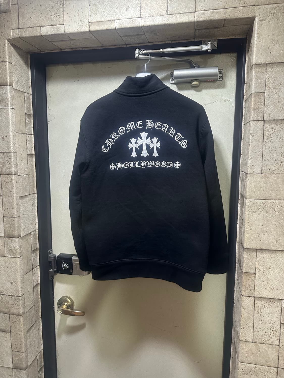 크롬하츠 세메터리 트리플 크로스 레더 하프 집업 맨투맨 상품이미지1