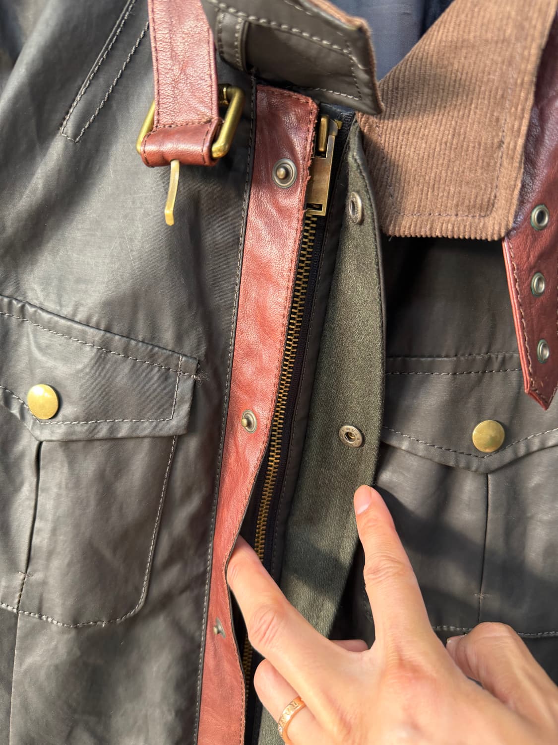 정품) 시스템옴므 한섬 코듀로이 카라 양가죽 자켓 100 상품이미지4